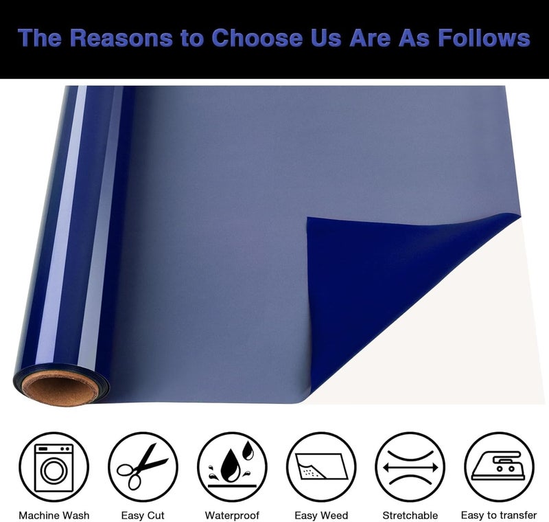 Torc Blue Puff 3D HTV Vinyl Heat Transfer, 12" x10ft Iron-On for T-Shirts, Team Apparel | Easy Cut & Weed | Compatible with Cricut/Silhouette | Crack-Resistant & Washable | Vibrant DIY Crafts - Image 2